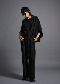 Wide leg jumpsuit, black, cogthebigsmoke, one size fits all, sustainable fashion, less is more, made in Japan, quiet luxury, minimalist