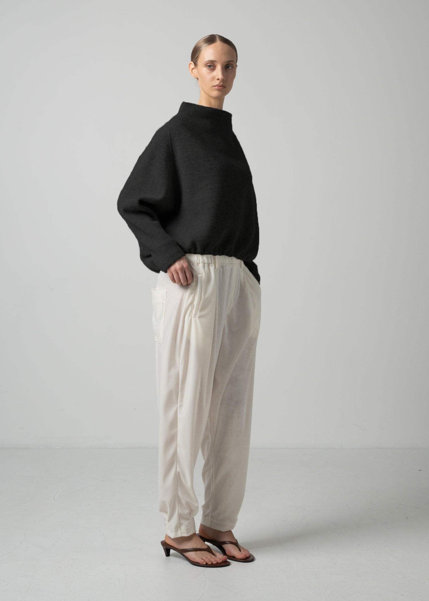 36 KORA BOTTLE NECK TOP / DOUBLE FACE RIB JERSEY - C15