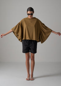 36 LAURA GATHERED SLV TOP / RECYCLED PE JERSEY - C14