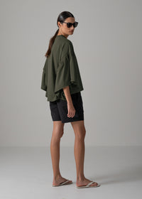 36 LAURA GATHERED SLV TOP / RECYCLED PE JERSEY - C14