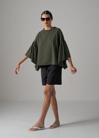 36 LAURA GATHERED SLV TOP / RECYCLED PE JERSEY - C14