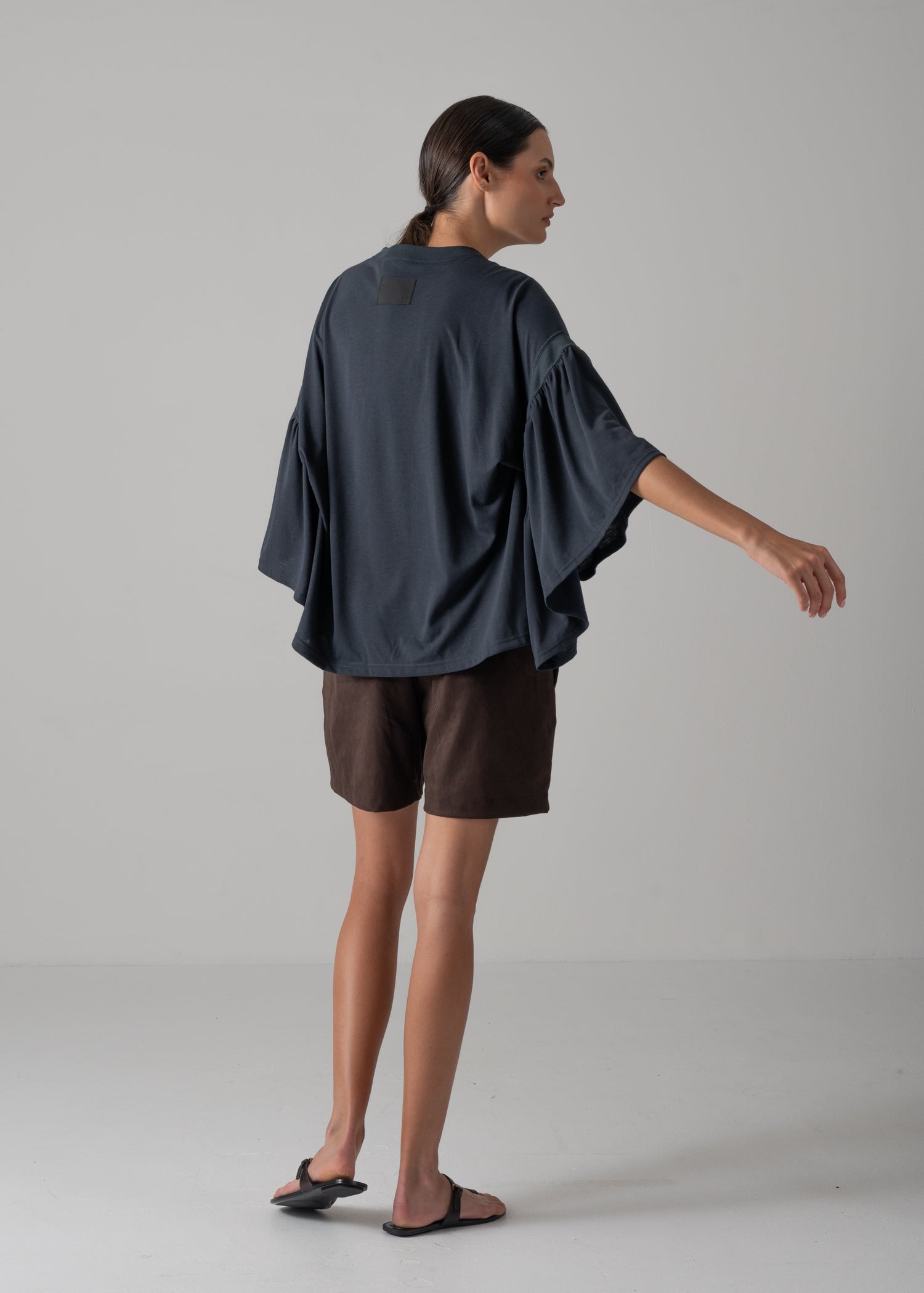 36 LAURA GATHERED SLV TOP / RECYCLED PE JERSEY - C14