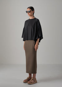 36 LAURA GATHERED SLV TOP / RECYCLED PE JERSEY - C14