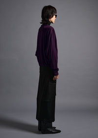 Midriff-length V-neck cardigan, royal purple, cogthebigsmoke, one size fits all, sustainable fashion, less is more, made in Japan, quiet luxury, minimalist