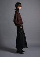 Midriff-length V-neck cardigan, chocolate, cogthebigsmoke, one size fits all, sustainable fashion, less is more, made in Japan, quiet luxury, minimalist