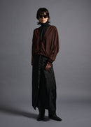 Midriff-length V-neck cardigan, chocolate, cogthebigsmoke, one size fits all, sustainable fashion, less is more, made in Japan, quiet luxury, minimalist