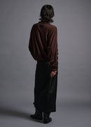 Midriff-length V-neck cardigan, chocolate, cogthebigsmoke, one size fits all, sustainable fashion, less is more, made in Japan, quiet luxury, minimalist