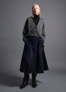 Midriff-length V-neck cardigan, dk grey, cogthebigsmoke, one size fits all, sustainable fashion, less is more, made in Japan, quiet luxury, minimalist