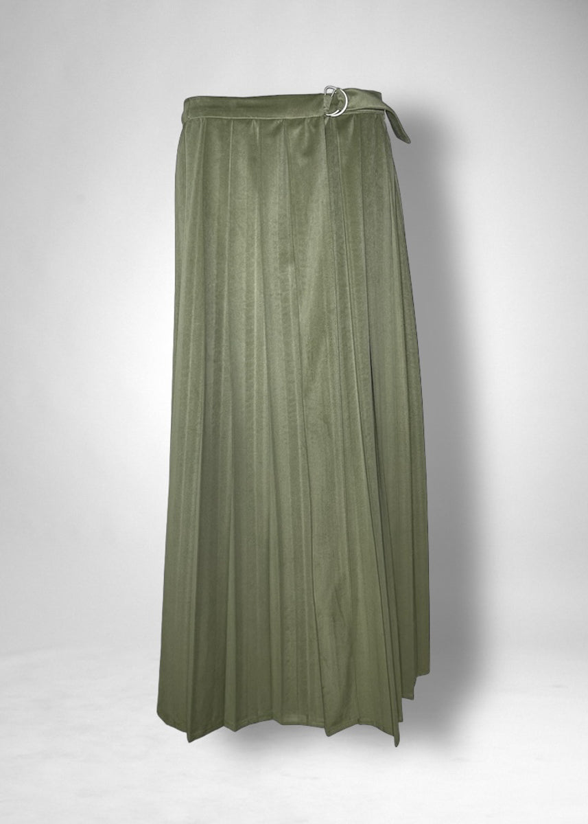 37 KAMILLE PLEATS WRAP SKIRT / MICRO VELOUR TWILL - C11