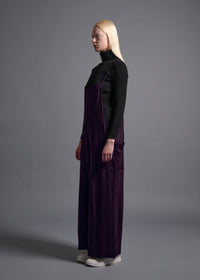 Loose-bodied soft overalls, royal purple, cogthebigsmoke, one size fits all, sustainable fashion, less is more, made in Japan, quiet luxury, minimalist
