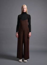 Loose-bodied soft overalls, chocolate, cogthebigsmoke, one size fits all, sustainable fashion, less is more, made in Japan, quiet luxury, minimalist