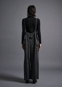 Loose-bodied soft overalls, dk grey, cogthebigsmoke, one size fits all, sustainable fashion, less is more, made in Japan, quiet luxury, minimalist