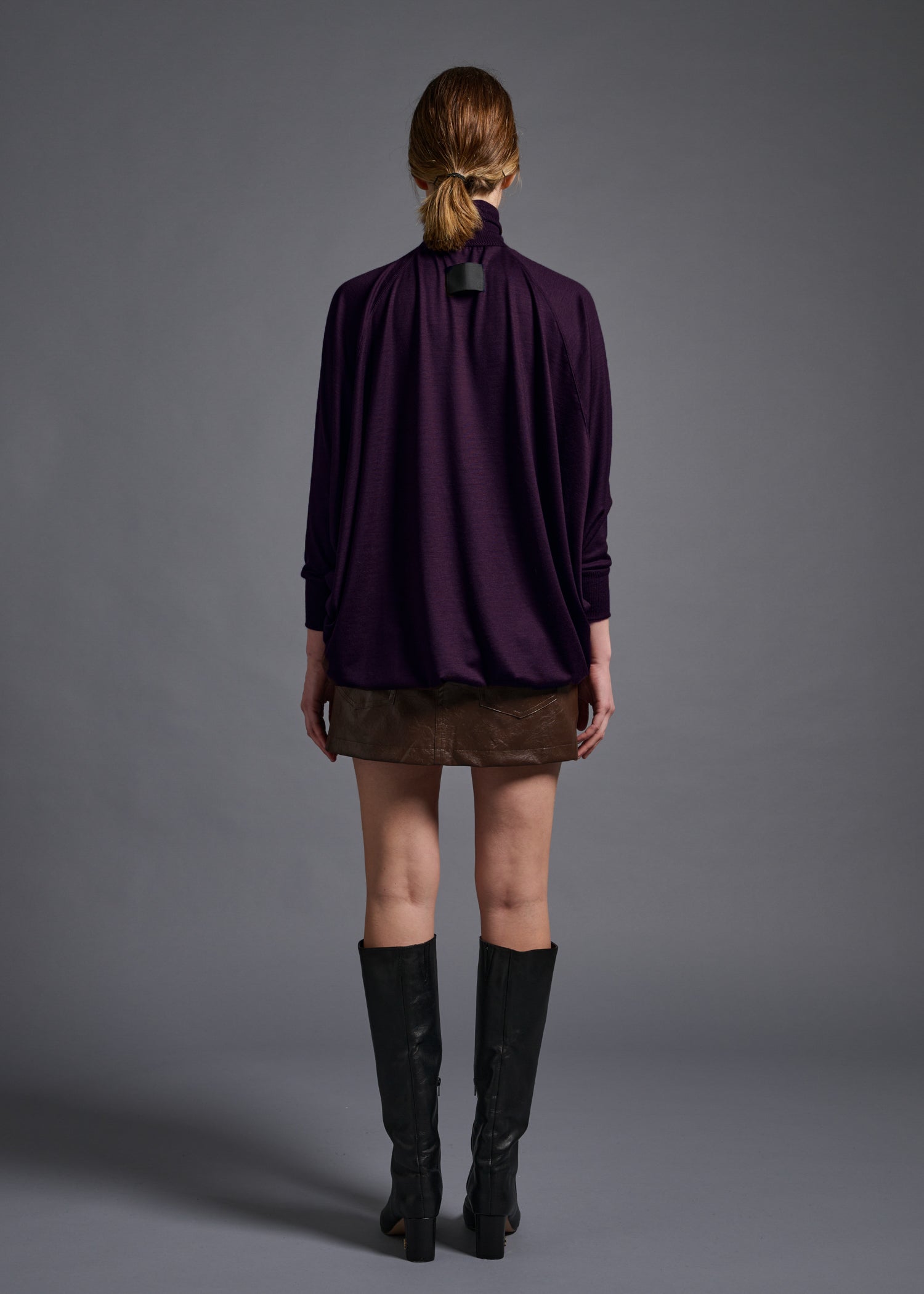 38 MATILDA POLLO NECK ABANICOS TOP / HIGH GAUGE PURE WOOL JERSEY - C13