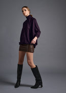 38 MATILDA POLLO NECK ABANICOS TOP / HIGH GAUGE PURE WOOL JERSEY - C13