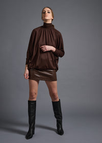 38 MATILDA POLLO NECK ABANICOS TOP / HIGH GAUGE PURE WOOL JERSEY - C13