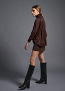 38 MATILDA POLLO NECK ABANICOS TOP / HIGH GAUGE PURE WOOL JERSEY - C13