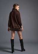 38 MATILDA POLLO NECK ABANICOS TOP / HIGH GAUGE PURE WOOL JERSEY - C13