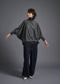 38 MATILDA POLLO NECK ABANICOS TOP / HIGH GAUGE PURE WOOL JERSEY - C13