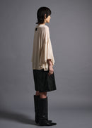 39 LAURA GATHERED SLV TOP / HIGH GAUGE PURE WOOL JERSEY - C13