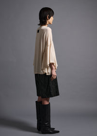 39 LAURA GATHERED SLV TOP / HIGH GAUGE PURE WOOL JERSEY - C13