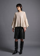 39 LAURA GATHERED SLV TOP / HIGH GAUGE PURE WOOL JERSEY - C13