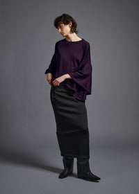 39 LAURA GATHERED SLV TOP / HIGH GAUGE PURE WOOL JERSEY - C13