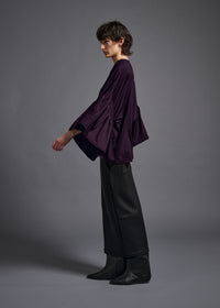 39 LAURA GATHERED SLV TOP / HIGH GAUGE PURE WOOL JERSEY - C13