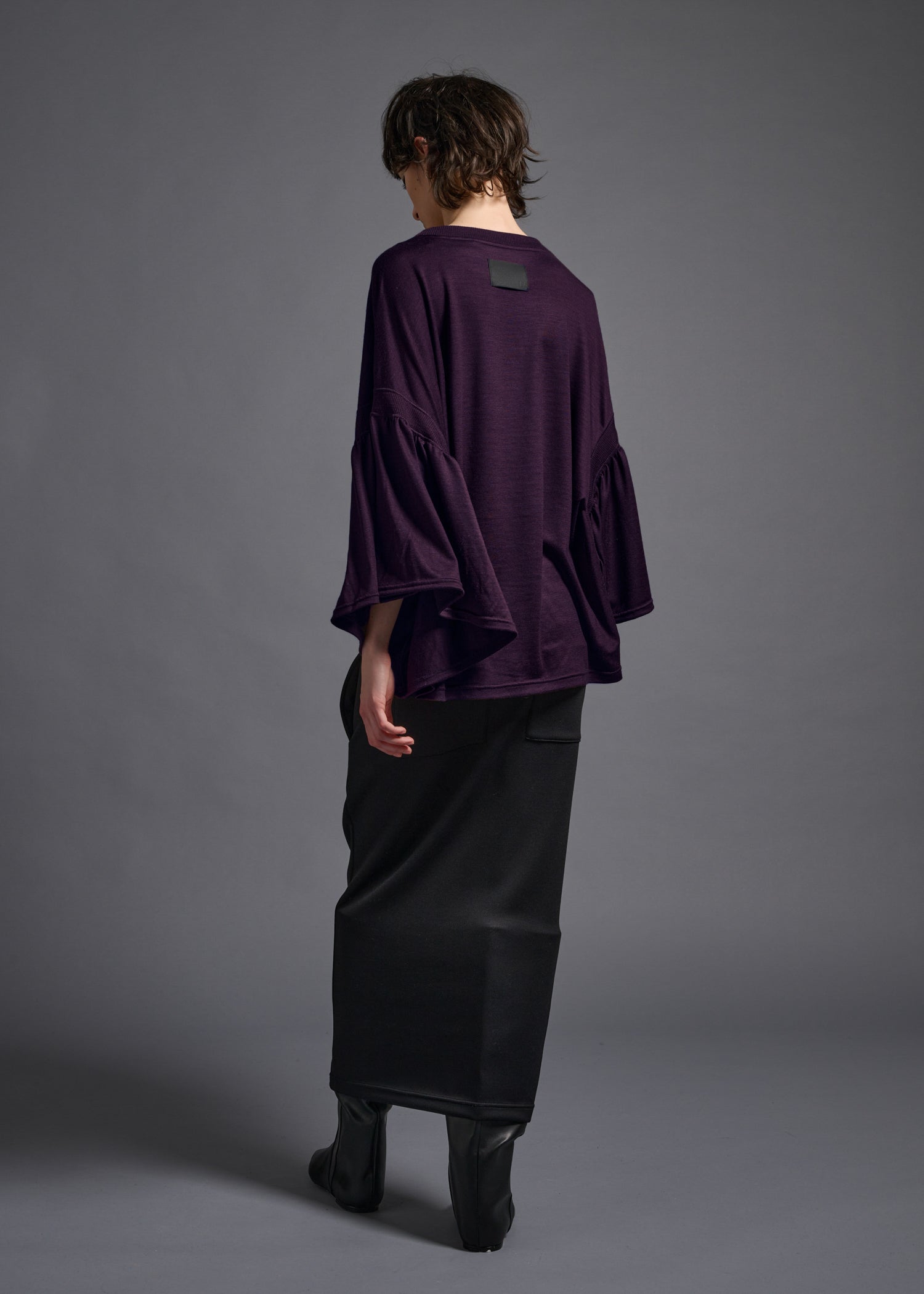 39 LAURA GATHERED SLV TOP / HIGH GAUGE PURE WOOL JERSEY - C13