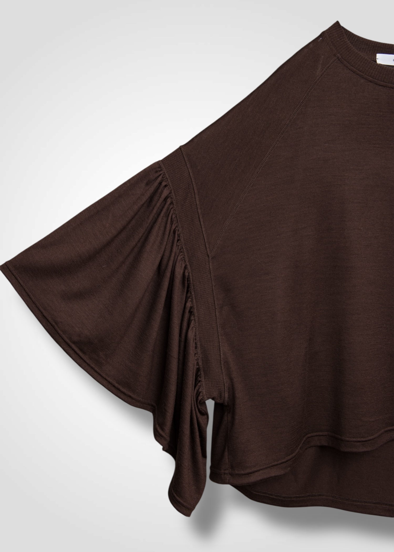 39 LAURA GATHERED SLV TOP / HIGH GAUGE PURE WOOL JERSEY - C13