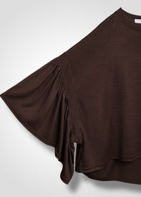 39 LAURA GATHERED SLV TOP / HIGH GAUGE PURE WOOL JERSEY - C13