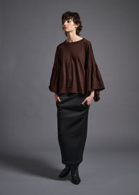 39 LAURA GATHERED SLV TOP / HIGH GAUGE PURE WOOL JERSEY - C13