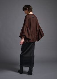 39 LAURA GATHERED SLV TOP / HIGH GAUGE PURE WOOL JERSEY - C13