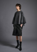 39 LAURA GATHERED SLV TOP / HIGH GAUGE PURE WOOL JERSEY - C13