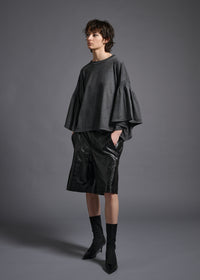 39 LAURA GATHERED SLV TOP / HIGH GAUGE PURE WOOL JERSEY - C13