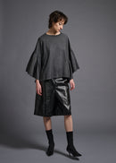 39 LAURA GATHERED SLV TOP / HIGH GAUGE PURE WOOL JERSEY - C13