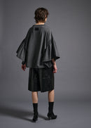 39 LAURA GATHERED SLV TOP / HIGH GAUGE PURE WOOL JERSEY - C13