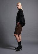 39 LAURA GATHERED SLV TOP / HIGH GAUGE PURE WOOL JERSEY - C13