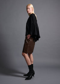 39 LAURA GATHERED SLV TOP / HIGH GAUGE PURE WOOL JERSEY - C13