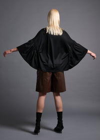 39 LAURA GATHERED SLV TOP / HIGH GAUGE PURE WOOL JERSEY - C13