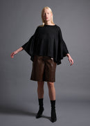 39 LAURA GATHERED SLV TOP / HIGH GAUGE PURE WOOL JERSEY - C13