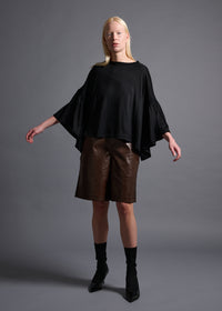 39 LAURA GATHERED SLV TOP / HIGH GAUGE PURE WOOL JERSEY - C13