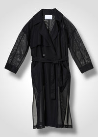 Double-breasted trench coat, black, cogthebigsmoke, made in Japan, one size fits all, sustainable fashion, capsule wardrobe essentials, quiet luxury, minimalist outfi