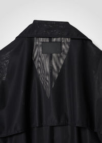 Double-breasted trench coat, black, cogthebigsmoke, made in Japan, one size fits all, sustainable fashion, capsule wardrobe essentials, quiet luxury, minimalist outfi