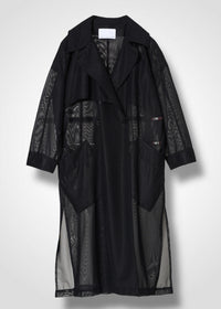 Double-breasted trench coat, black, cogthebigsmoke, made in Japan, one size fits all, sustainable fashion, capsule wardrobe essentials, quiet luxury, minimalist outfi