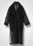 Double-breasted trench coat, black, cogthebigsmoke, made in Japan, one size fits all, sustainable fashion, capsule wardrobe essentials, quiet luxury, minimalist outfi