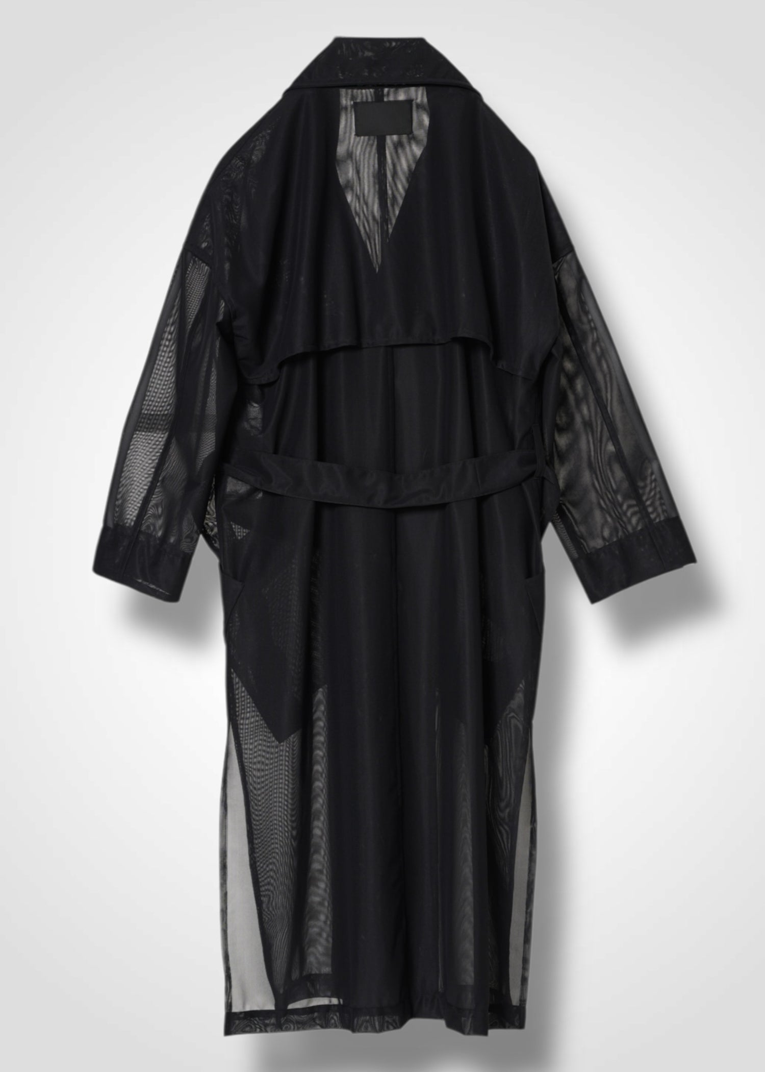 Double-breasted trench coat, black, cogthebigsmoke, made in Japan, one size fits all, sustainable fashion, capsule wardrobe essentials, quiet luxury, minimalist outfi
