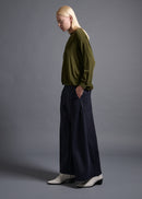 narrow sleeve crew neck top, olive, cogthebigsmoke, one size fits all, sustainable fashion, less is more, made in Japan, quiet luxury, minimalist