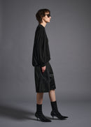 narrow sleeve crew neck top, black, cogthebigsmoke, one size fits all, sustainable fashion, less is more, made in Japan, quiet luxury, minimalist