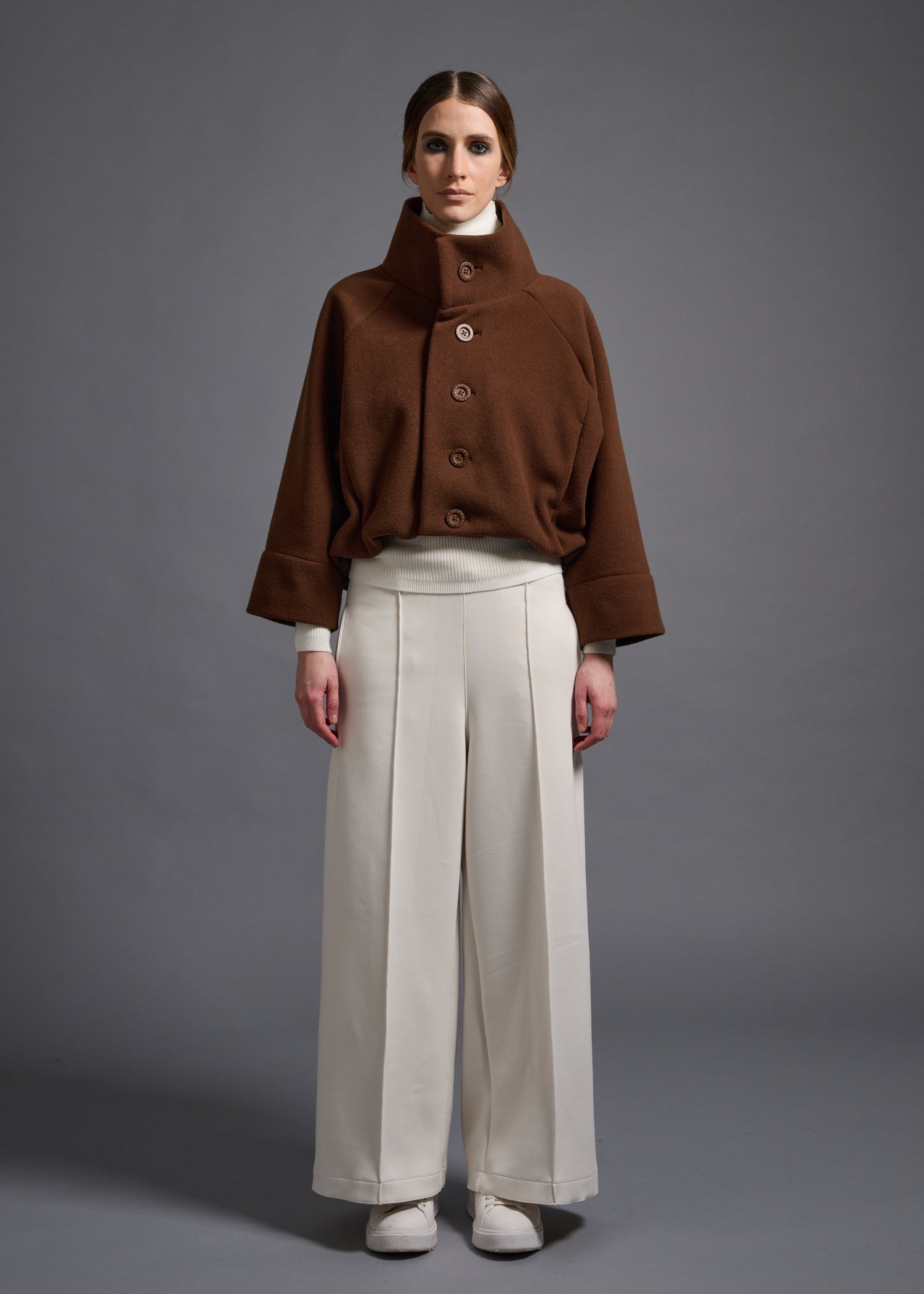 41 MILAN STAND COLLAR BLOUSON / WOOL BLENDED ITALIAN FLEECE - C13