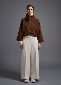 Short jacket with stand collar, marron, cogthebigsmoke, one size fits all, sustainable fashion, less is more, made in Japan, quiet luxury, minimalist